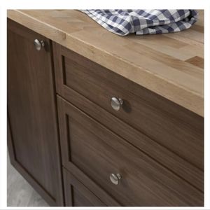 10 Set of Brainerd Knobs 1-1/4" Wide Round Brushed Satin Nickel Finish